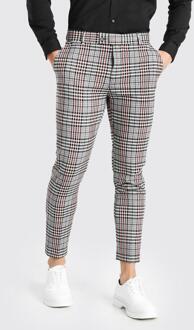 Grijze Geruite Ingekorte Skinny Fit Pantalons, Grey - 32