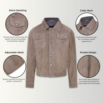 Grijze herenjas van geitensuèdeleer - Nurmes Grijs - XL