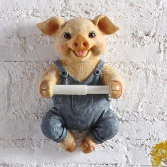 Grijze Hond Toiletrolhouder Wc Hygiëne Hars Lade Gratis Punch Hand Tissue Doos Huishoudelijke Papieren Handdoek Houder Reel Spool apparaat 5