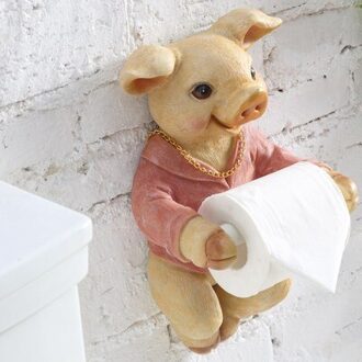 Grijze Hond Toiletrolhouder Wc Hygiëne Hars Lade Gratis Punch Hand Tissue Doos Huishoudelijke Papieren Handdoek Houder Reel Spool apparaat 6