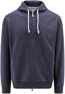 Grijze hoodie met rits Brunello Cucinelli , Gray , Heren - Xl,M,S