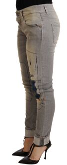 Grijze Katoenen Slim Fit Denim Jeans - maat Grijs