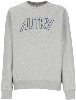 Grijze Katoenen Sweatshirt met Contrasterend Logo Autry , Gray , Heren - Xl,L,M,S