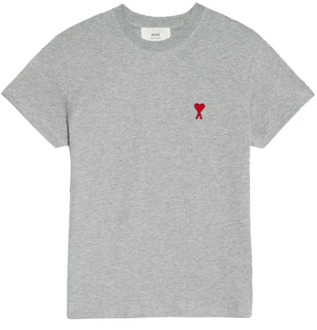 Grijze Katoenen T-Shirt Ami Paris , Gray , Heren - 2Xl,M,S,3Xl