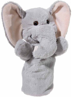 Grijze olifant handpop knuffel 25 cm knuffeldieren - Handpoppen Grijs