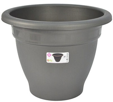 Grijze ronde plantenpot/bloempot kunststof diameter 50 cm - Plantenpotten Grijs