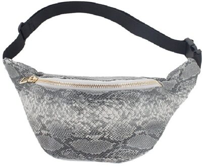 Grijze slangenprint heuptas/fanny pack/cross body tas PU leer - Heuptassen Grijs