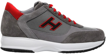 Grijze Sneakers Interactief Suède Stof Hogan , Multicolor , Heren - 44 Eu,46 Eu,40 EU