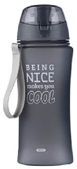 Grijze sportfles/sportbeker met sportdop 480 ml Being nice makes you cool - Drinkflessen Grijs