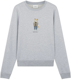 Grijze Sweatshirt met Ingedrukt Logo Maison Kitsuné , Gray , Dames - Xl,L,M,S,Xs