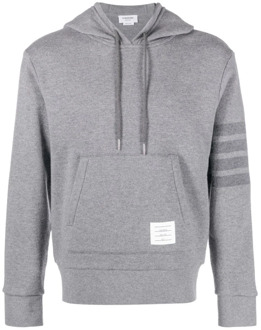 Grijze Sweatshirt met Logo Patch en Gestreept Detail Thom Browne , Gray , Heren - Xl,L