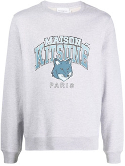 Grijze Sweatshirt met Logo Print Maison Kitsuné , Gray , Heren - Xl,L,M,S