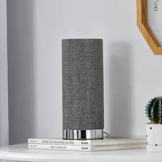 Grijze tafellamp Ronja met chromen voet grijs, chroom