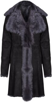 Grijze Toscaanse schapensuède leren trenchcoat voor dames - Celeste Grijs - EU 38 / UK 10