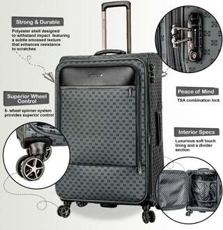 Grijze uitbreidbare reisbagage Sterke softshell-koffers Grijs