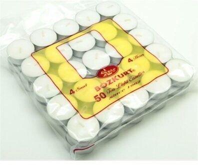 Grijze Wolf Theelichtje Kaars Met 4 Uur Brandende Garantie Wit 50 Stuks