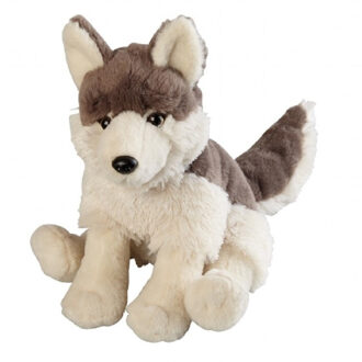 Grijze wolf/wolven knuffel 30 cm knuffeldieren - Knuffel bosdieren Grijs