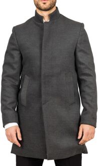 Grijze wolmix overjas met opstaande kraag voor heren - maat Grijs