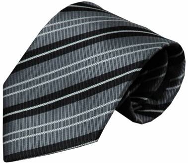 Grijze zijden stropdas Lenta 01 wit