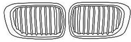 GRILL LINKS COUPE tot 3/'03 (lamellen ZWART, lijst chroom)