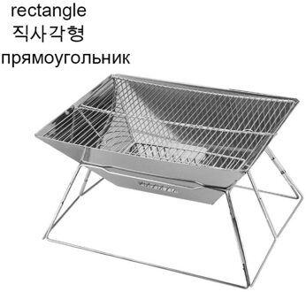 Grill Stand Draagbare Rvs Barbecue Grill Vouwen Grill Met Rugzak Houtskool Grill Voor Outdoor Camping Picknick rechthoek Grill