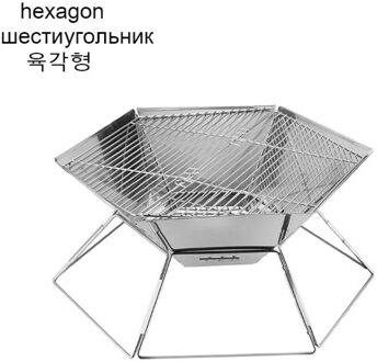 Grill Stand Draagbare Rvs Barbecue Grill Vouwen Grill Met Rugzak Houtskool Grill Voor Outdoor Camping Picknick zeshoek Grill stand