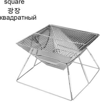 Grill Stand Draagbare Rvs Barbecue Grill Vouwen Grill Met Rugzak Houtskool Grill Voor Outdoor Camping Picknick zilver Grill stand