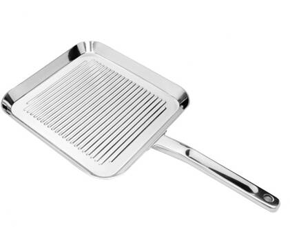 Grillpan, 5-ply, RVS, 28 x 28 cm - Cookai Zilver