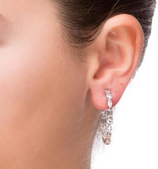 Grimchi Oorbellen Zilver en stralende zirkonia Wit