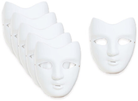 Grimeer masker DIY - 8x - wit - van kunststof - met elastiekje - volwassenen