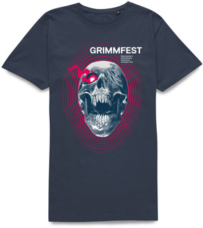 Grimmfest 2022 Skull Unisex T-Shirt - Navy - L - Navy blauw