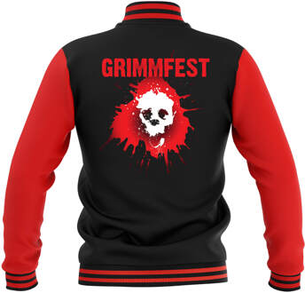 Grimmfest Logo Varsity Jacket - Red/Black - S Zwart