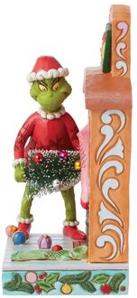 Grinch Stuffing Christmas Tree in Fireplace Figurine (19cm)