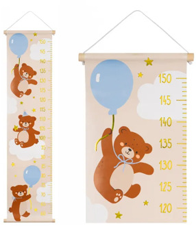 Groei Meetlat Muur Teddybeer (24x100cm) Multikleur - Print