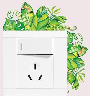 Groen Blad Muurstickers Schakelaar Socket Verfraaiing Decoratieve Muurstickers Diy Art Woonkamer Slaapkamer Home Decor Decals 4