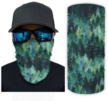 Groen Bos Bomen Landschap Print Bandana Gezichtsmasker Zon Sjaal Gezichtsmasker Wit Onesize QTY002516