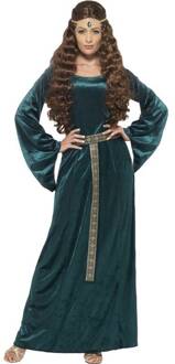 Groen en goudkleurig middeleeuws kostuum voor vrouwen - L - Volwassenen kostuums