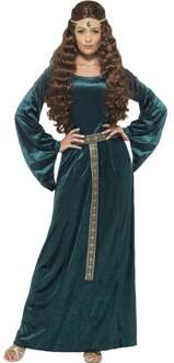 Groen en goudkleurig middeleeuws kostuum voor vrouwen - M - Volwassenen kostuums