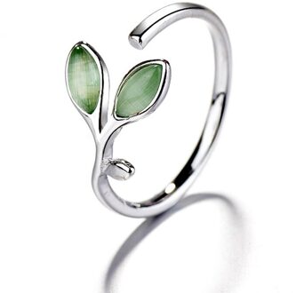 Groen Laat Ringen Voor Vrouwen Bohemian Vintage Open Verstelbare Creatieve Ring Anniversary Sieraden Accessoires B zilver