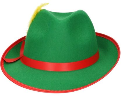 Groen/rood Tiroler hoedje verkleedaccessoire voor volwassenen