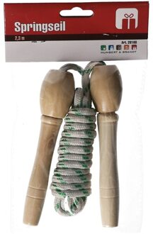 Groen springtouw met houten handvatten 2,3m Multi