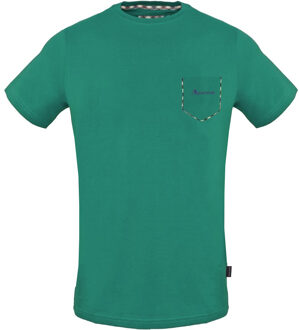groen T-shirt met geruite zakafwerking - maat Zwart
