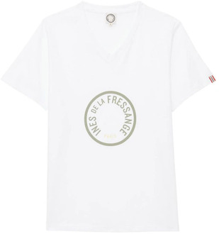 Groen V-hals T-shirt met logo Ines De La Fressange Paris , White , Dames - Xl,L,Xs
