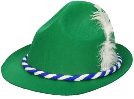 Groen/wit Tiroler Oktoberfest hoedje voor volwassenen