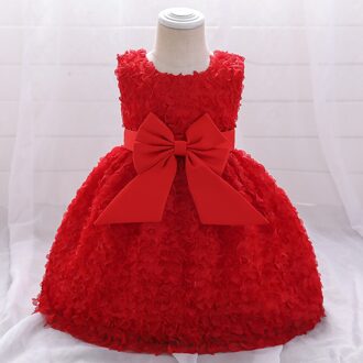 Groene Ballgown Jurk Voor Meisje Baby Doopjurk Eerste 1st Verjaardag Jurk Party Baby Meisje Baby Kleding Peuter Kleding L1979XZ-rood