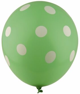 Groene ballonnen met witte stippen 30 cm 5st