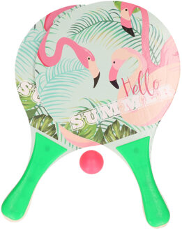 Groene beachball set met flamingoprint buitenspeelgoed