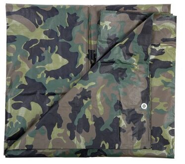 Groene camouflage afdekzeil / dekkleed 1.9 x 3 m - Afdekzeilen