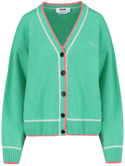 Groene Cardigan Crop Sweater Msgm , Green , Dames - M,Xs