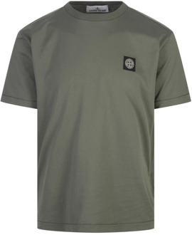 Groene Casual T-shirt met Hartlogo Stone Island , Green , Heren - 2Xl,Xl,L,S